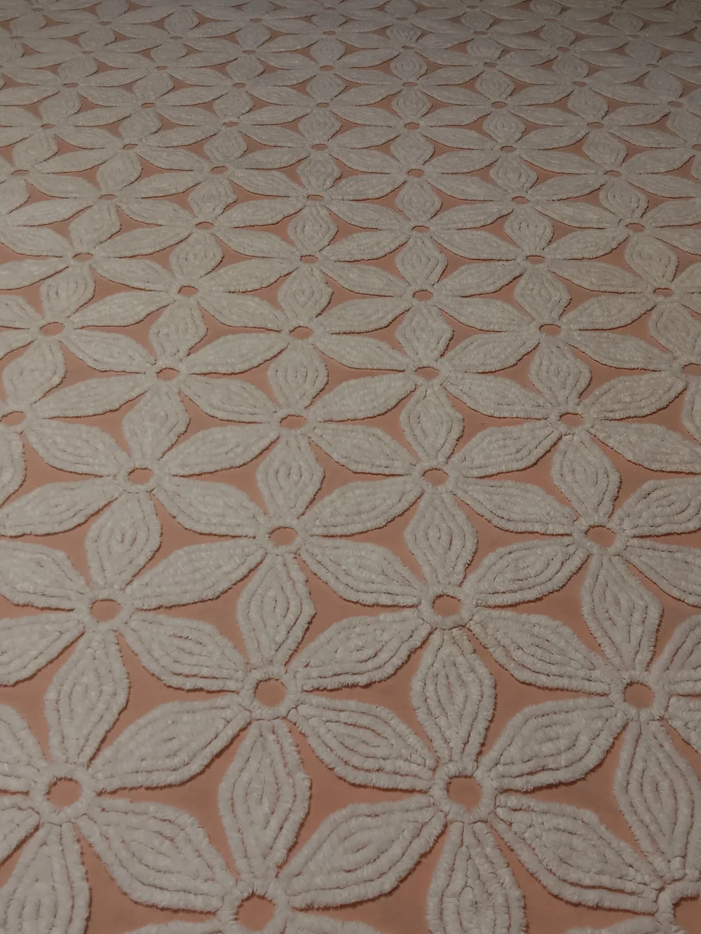Vtg Hoffman King Size Pink Daisy Chenille Bedspread 104x90 EUC